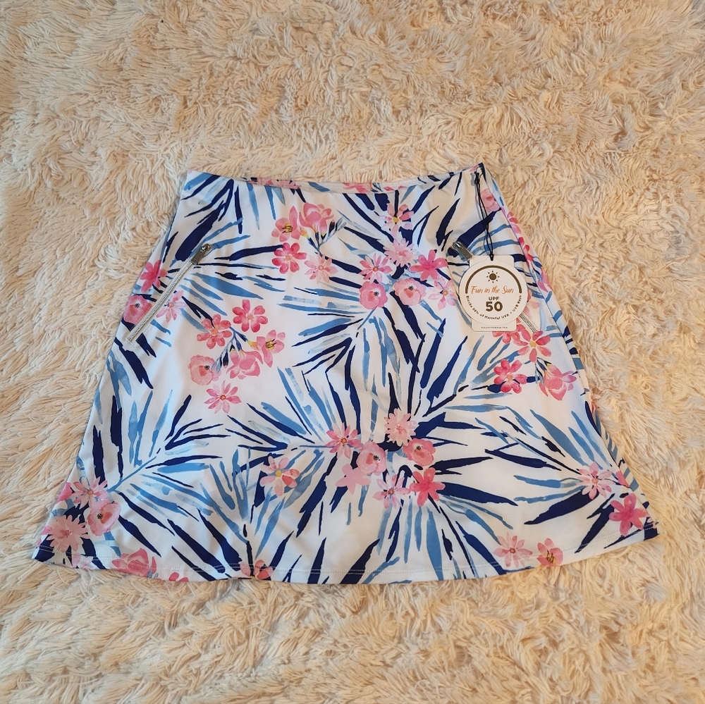 Tail Blue and Pink Floral A-Line Skirt